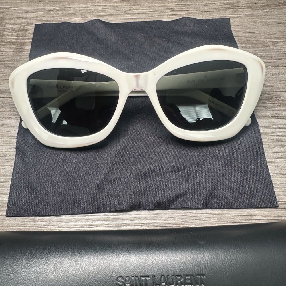 SAINT LAURENT CATE EYE IVORY SUNGLASSES SL 423 - Picture 5 of 12